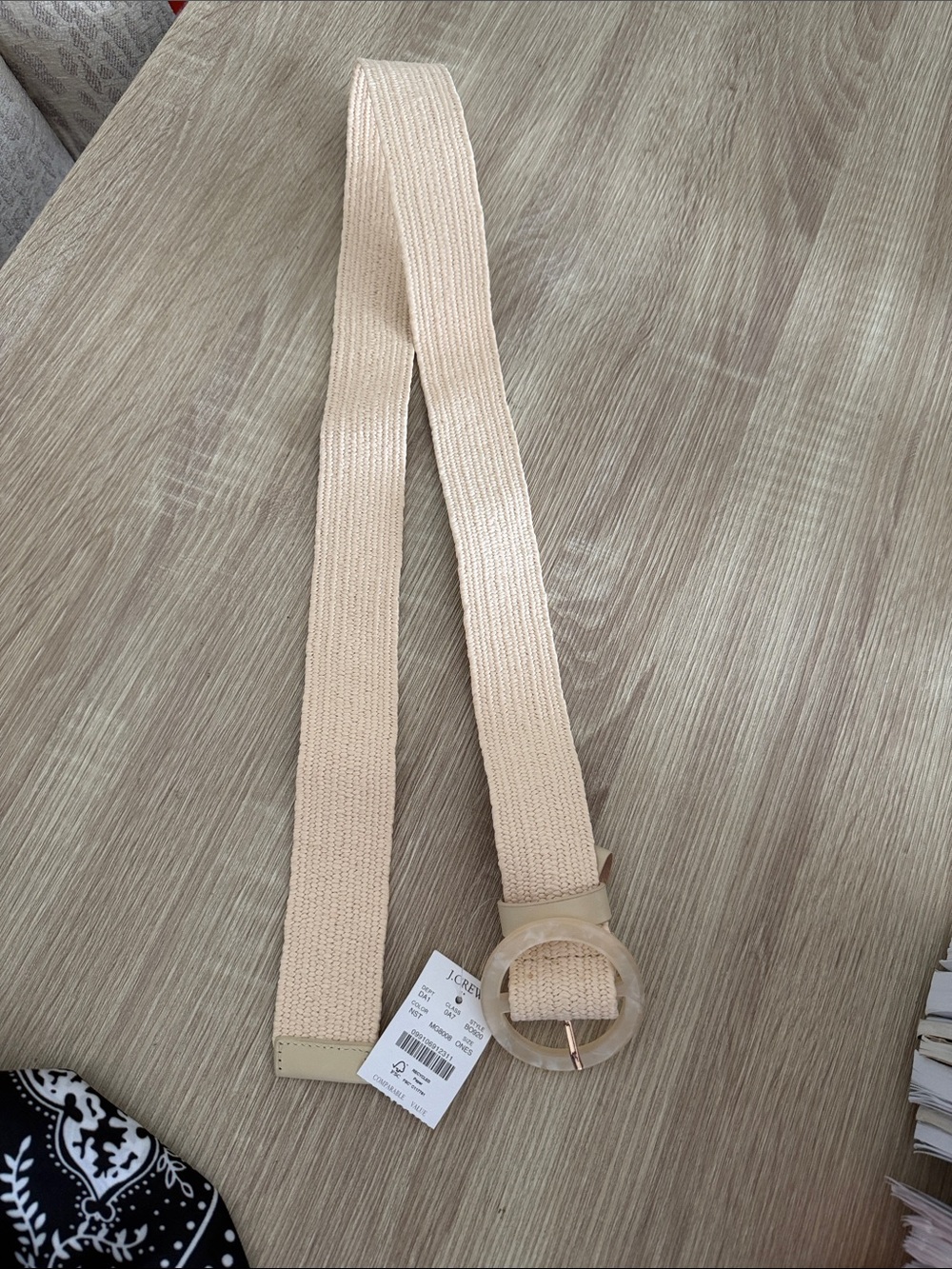 J. Crew  Beige Woven Belt with Round Buckle